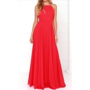 Lulus Red Halter Top Dress